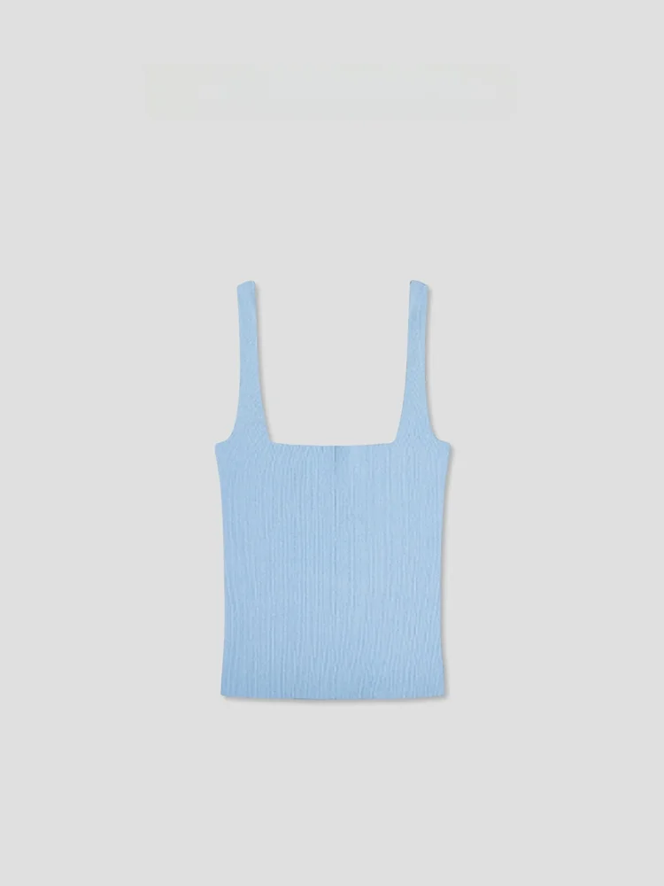 

Romiop High Quali Blue Vest Women's Faionable Retro Versatile Small ence Strapl Tank Top Sli Slim Fit M334