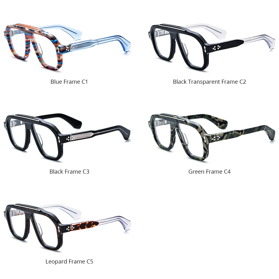 FONEX HEPIDEM  Progressive Prescription Glasses Anti Blue Myopia Optical Lens Eyewear Men Acetate Square Eyeglasses Jmm