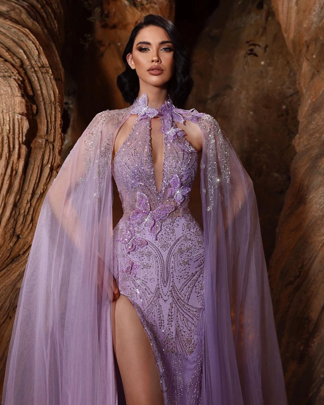 Designer Evening Dresses Mermaid Formal Occasion Jewel Hollow Decoration Appliques Side Split Tulle Prom Dress Vestido De Noite