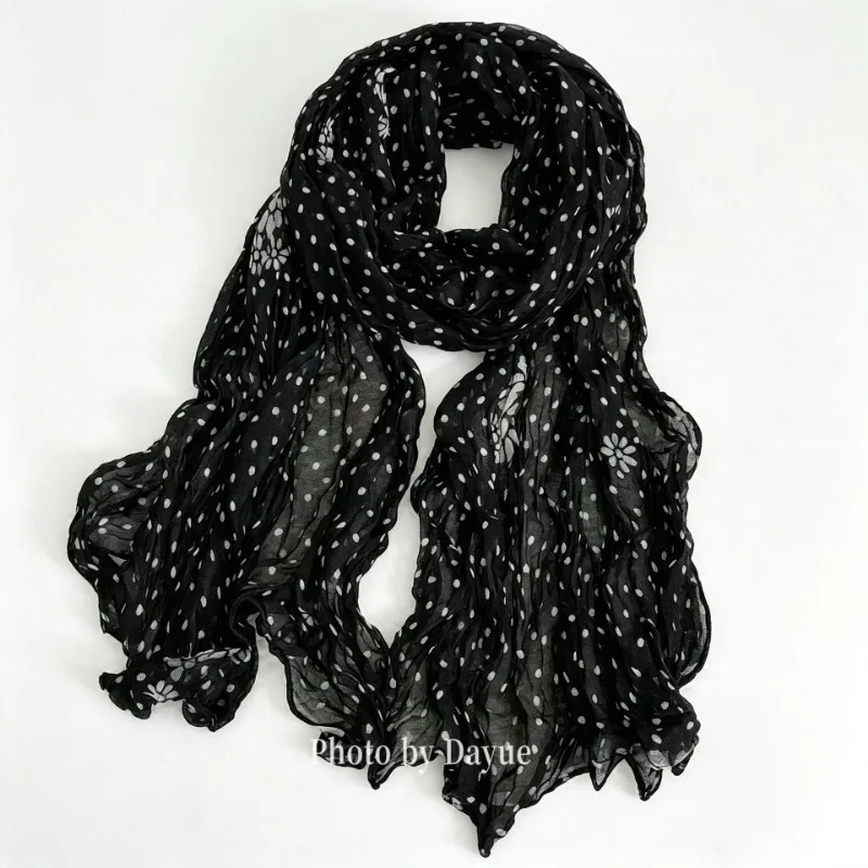 Vintage Leopard Print Crinkled Cotton Linen Long Scarf Summer Travel Sun  Thin Shawl High Grade Neck Warmer For Autumn
