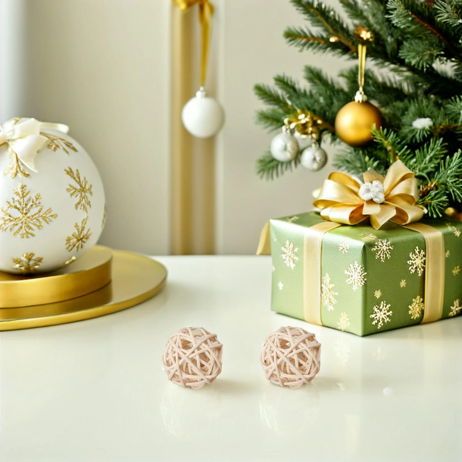 

60Pcs Decorative Rattan Balls Handwoven Twig Spheres Farmhouse Style Filler for Christmas Wedding Table Vase Boho Interior