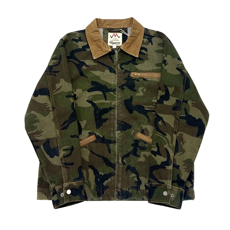 

Винтажная свободная рабочая одежда American Detroit, мужская камуфляжная верхняя одежда Sli, удобная хлопковая длинная застежка-молния