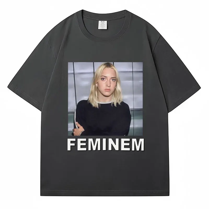 Eminem Feminem Print Funny T-Shirt Men Women Hip Hop Oversized Fashion Hip Hop T-shirts Cotton Casual Novelty T Shirt Streetwear