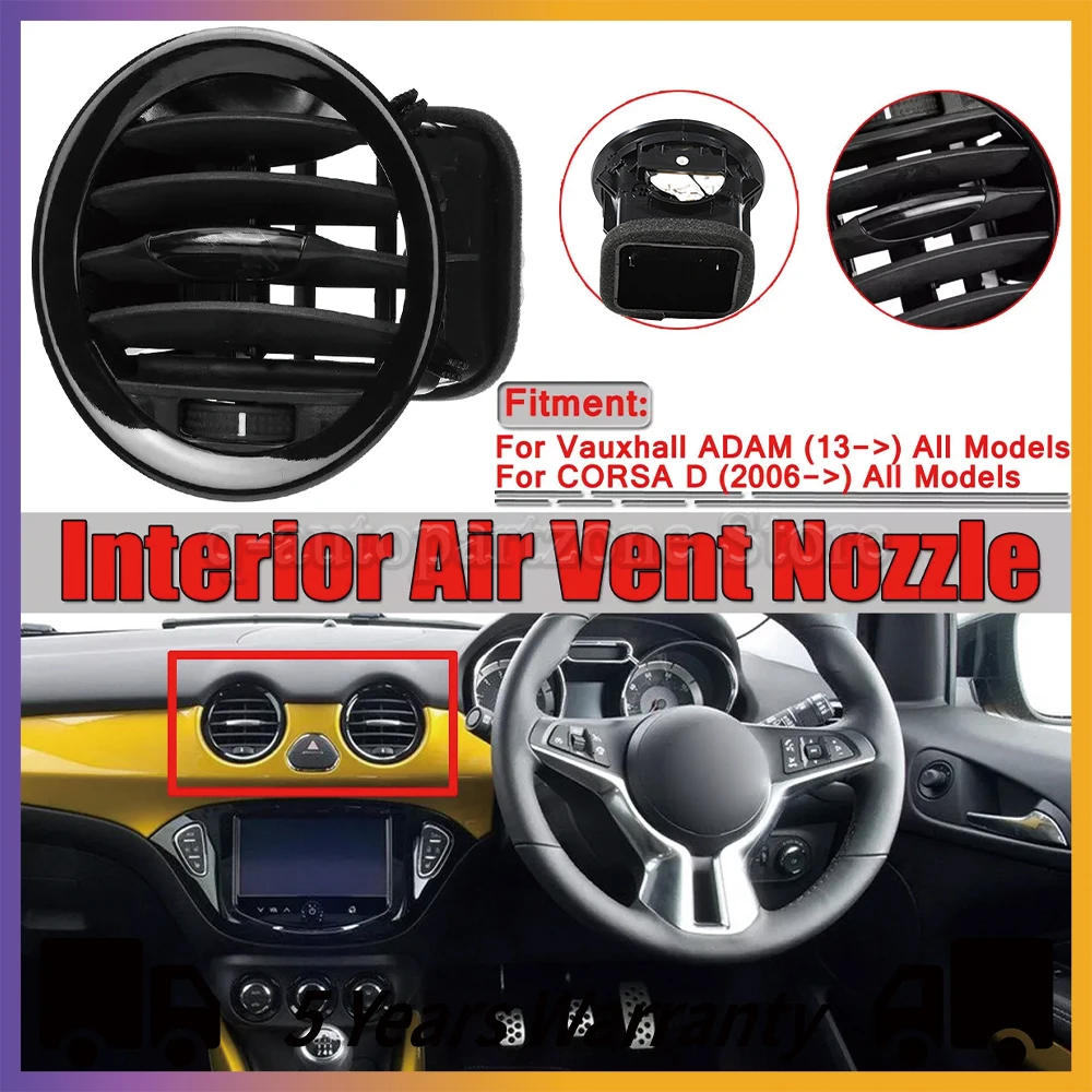 

Car A/C Air Vent Cover Outlet Grille Black/Chrome Fits For Opel ADAM CORSA D MK3 Vauxhall 13417363 2201099