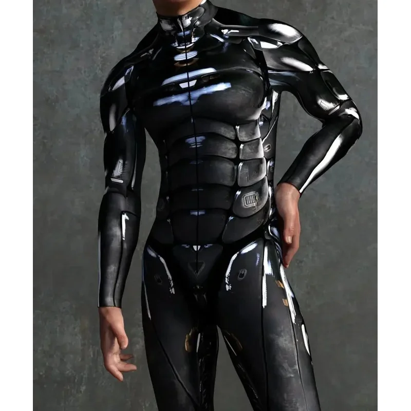 بدلة درع ميكانيكية للرجال والنساء من CyberPunk بدلة الهالوين التأثيرية على شكل جمجمة Steampunk زي مرن ملابس داخلية