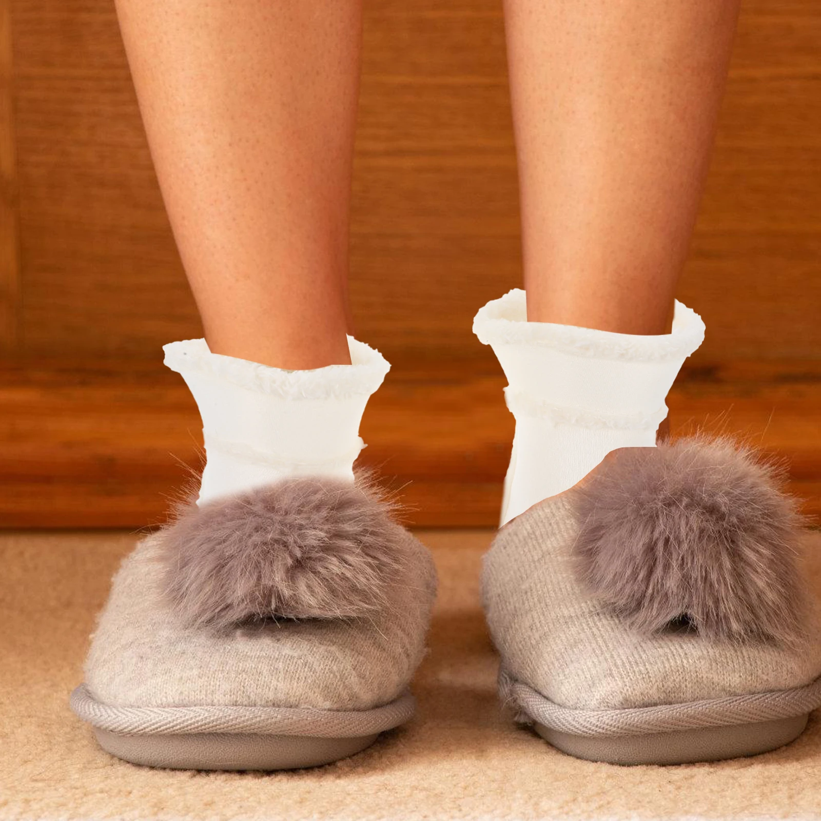 

Warm Thermal Inner Shoe Liners Inserts for Women Boot Slippers Cozy Cotton Insoles Non-Slip Sole for Women