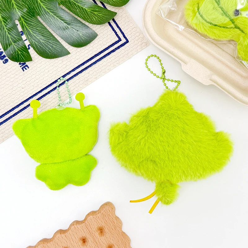 1Pc Alien Kat Pluche Sleutelhanger Leuke Opknoping Geluk Sleutelhanger Pomelo Bladeren Bag Charm Drive Away Slechte Geluk Rugzakken hanger