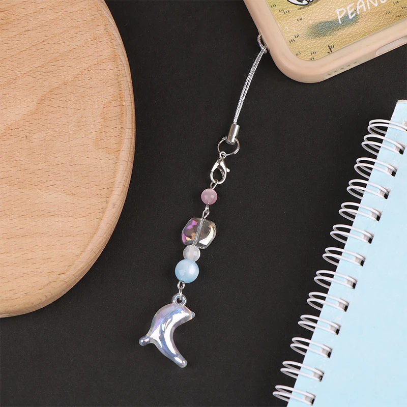 Lovely Dolphin Phone Charm Simple Dolphin Mobile Phone Lanyard Earphone Case Pendant Keychain Accessories