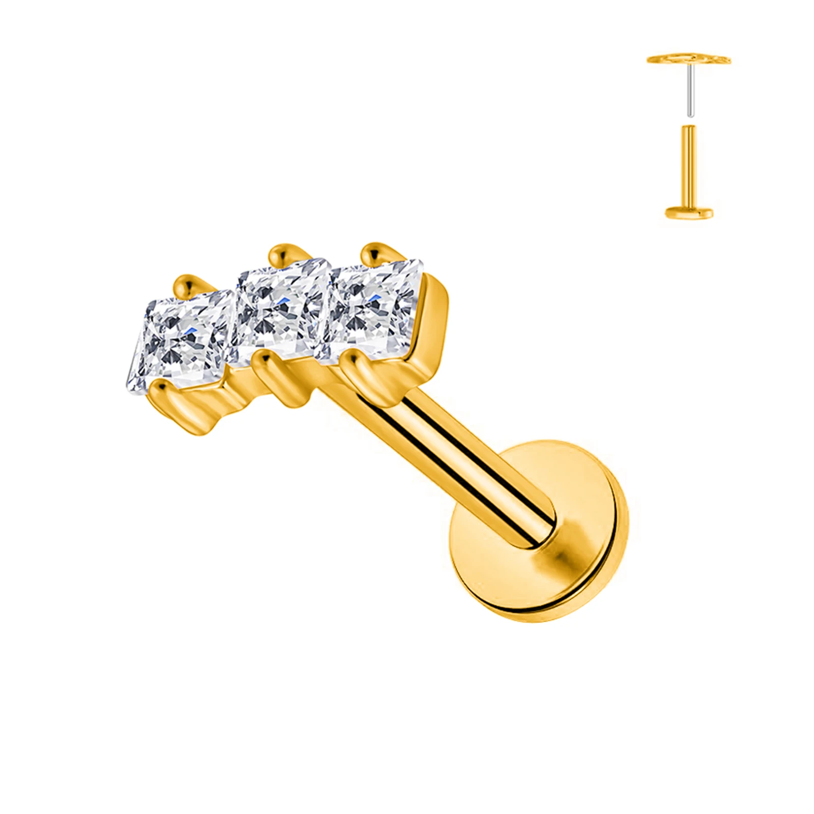 ASTM F136 Titan Blumen und Blätter Zirkonia Ohrknorpel-Lippenstecker Modischer Ohrring Körperschmuck für Frauen – Detail 5