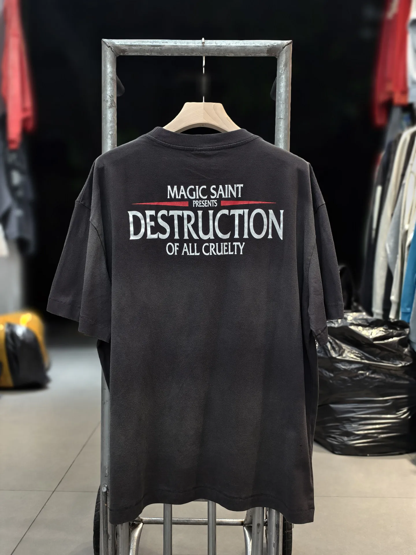 Yao Fashion Saint New Vintage Tops IN To Love Letter Print Streetwear Cotton Loose Harajuku Tee Washed T-shirt for Men Clothing