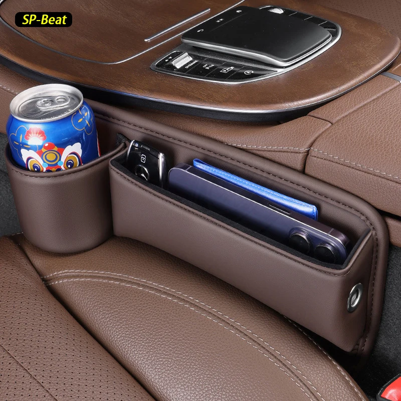 Car Seat Storage Box, Seat Seam Cup Holder, Side Leather Storage Box, Interior Storage Bag, Car Interior Accessories 2PCS