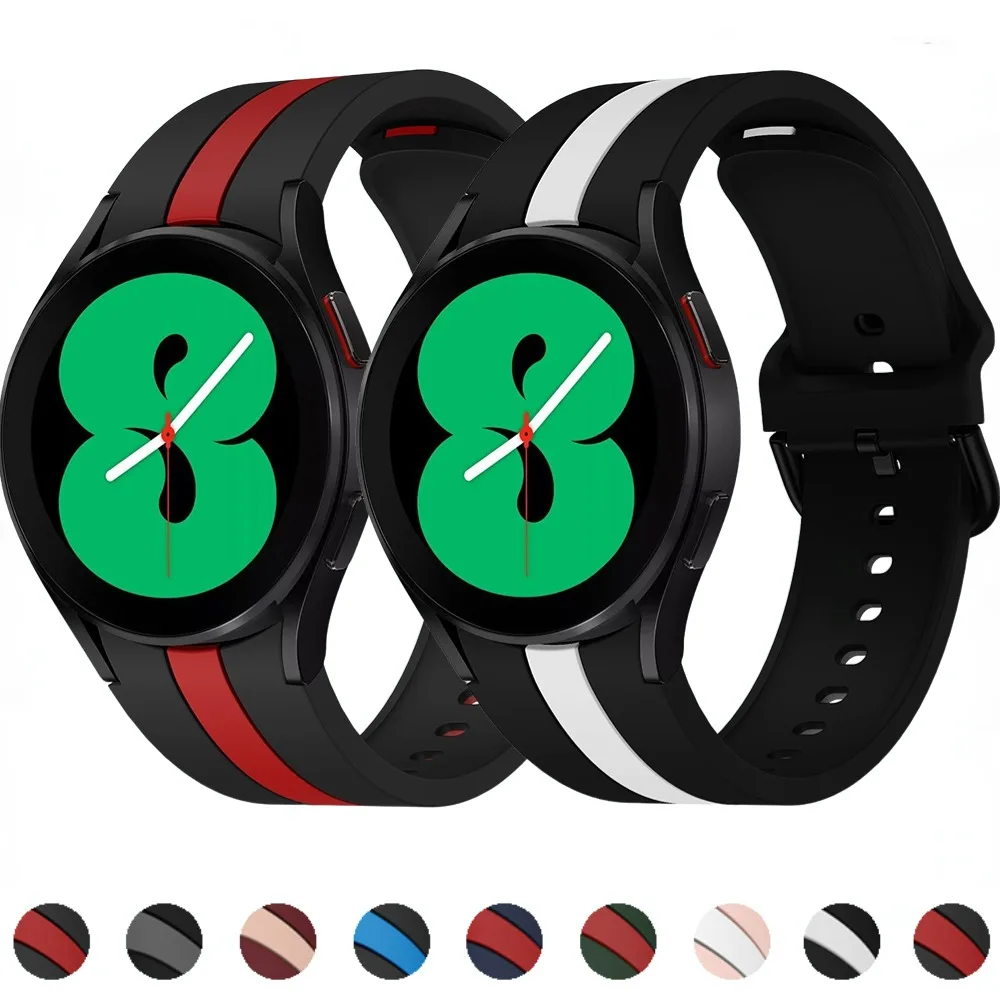 

Two-color Silicone Strap for Samsung Galaxy Watch 4/5/6 44mm 40mm/5 Pro 45mm Bracelet Watch 4/6 Classic 47mm 43mm 46mm 42mm Band