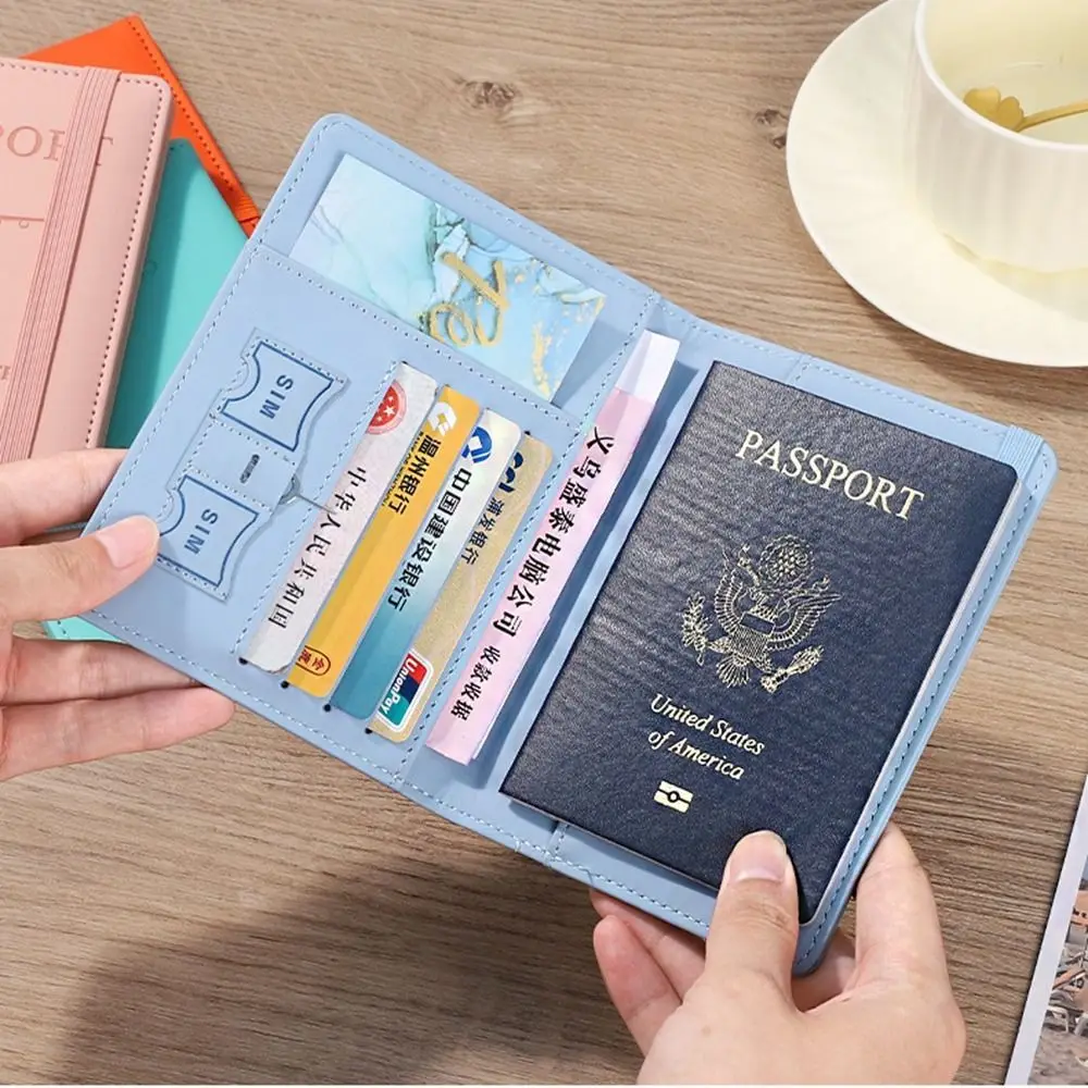 With RFID PU Leather Passport Holder Passport Package Certificate Storage Bag Passport Protective Cover Ticket Holder Card Case