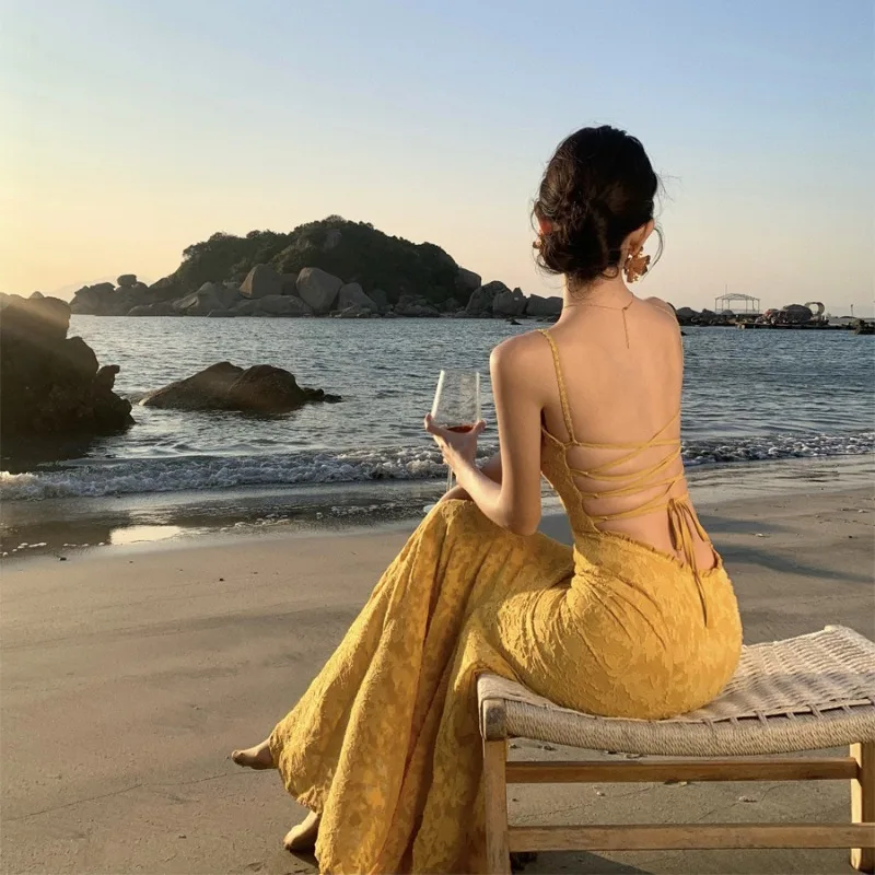 Gaun Pesta Tanpa Lengan Balutan Lipat Seksi Gaun Panjang Malam Elegan Wanita Gaun Liburan Musim Panas Bodycon Punggung Terbuka Vestidos