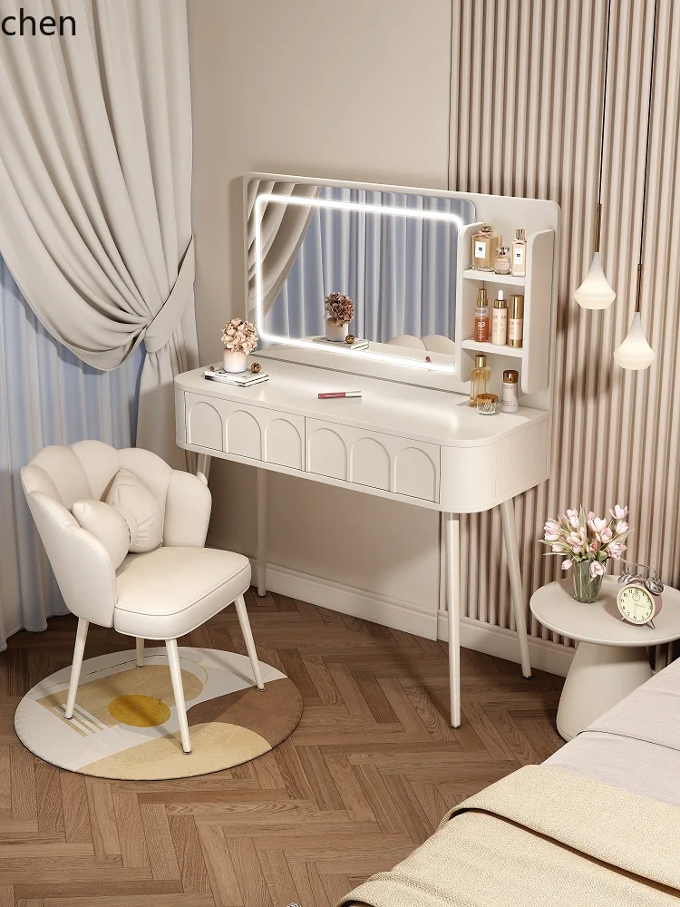 

QZT Dressing Table Bedroom Master Small Bedside Storage Cabinet Desk Mirror Integrated
