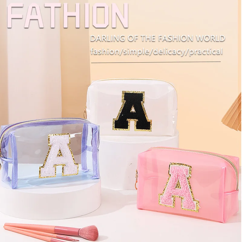 Transparent makeup bag, large-capacity toiletry bag, high-appearance octagonal bag, embroidered polyester storage bag