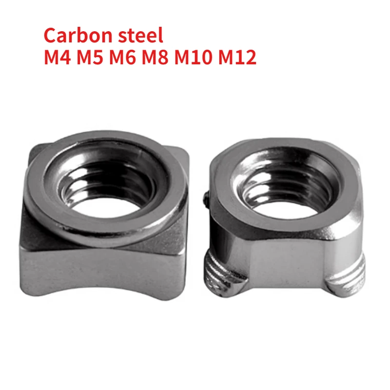 

20-200pcs DIN928 Authentic Carbon Steel Quad Welding Nut Four-corner Spot Welding Square Nut M4 M5 M6 M8 M10 M12