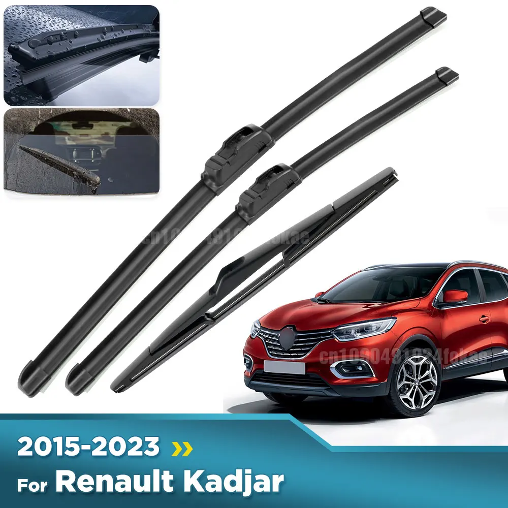 

For Renault Kadjar 2015-2023 2016 2017 2018 2019 Wiper Front&Rear Wiper Blades Windshield Windscreen Window Brushes 26"+17"+9"