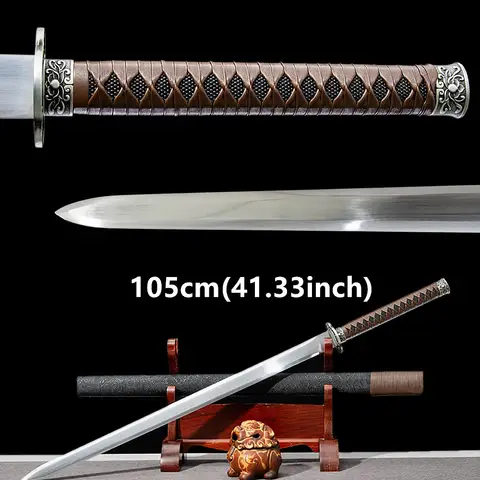 Nice Tsuka Handle Battle Ready Sword Forged Handmade High Manganese Steel Blade Katana Sword Full Tang Leather Hardwood Sheath
