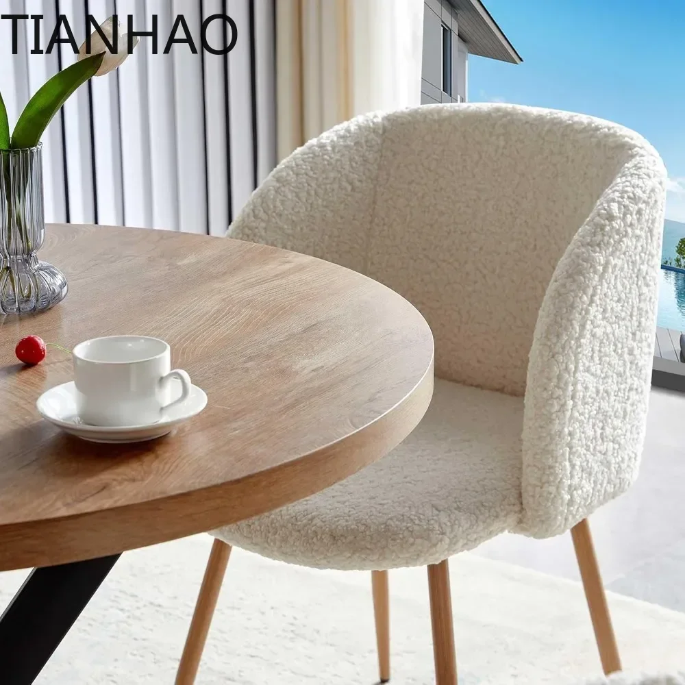 Minimalist Style 3 Pieces Home Kitchen Round Dining Table with Thick Tabletop and 2 Upholstered Arm Chairs