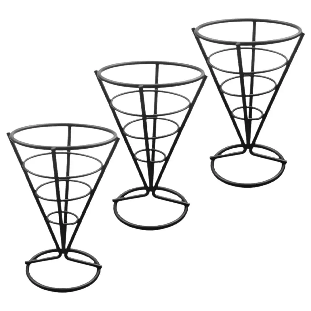 

3 Pcs French Fries Rack Fried Chicken Holder Snack Display Appetizer Serving Racks Basket Cone Stand