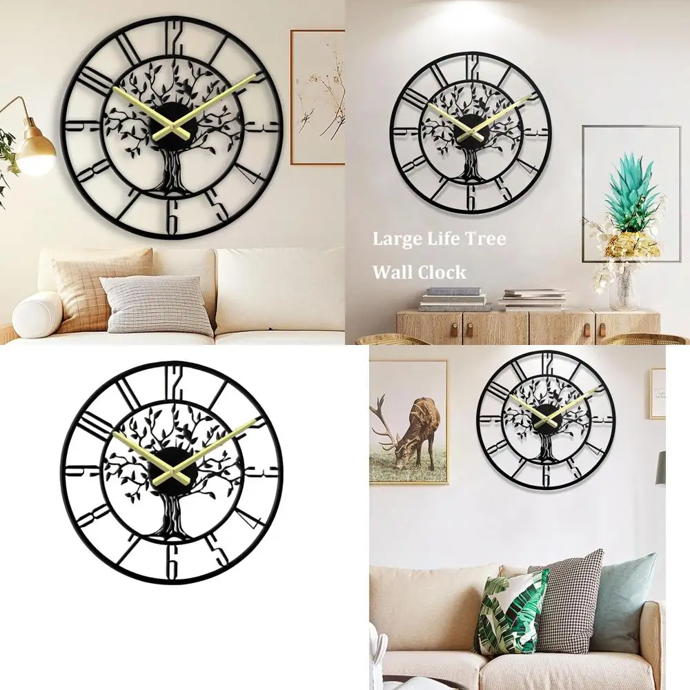 

Stylish 22 Metal Tree of Life Wall Clock - Silent, Battery-Powered for Home & Office Decor