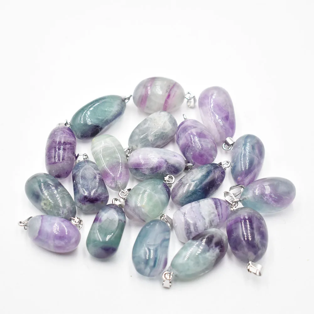 Moda di buona qualità naturale colorato fluorite guarigione Reiki irregolare energia grezza Chakra pendenti 20 pz/lotto all'ingrosso