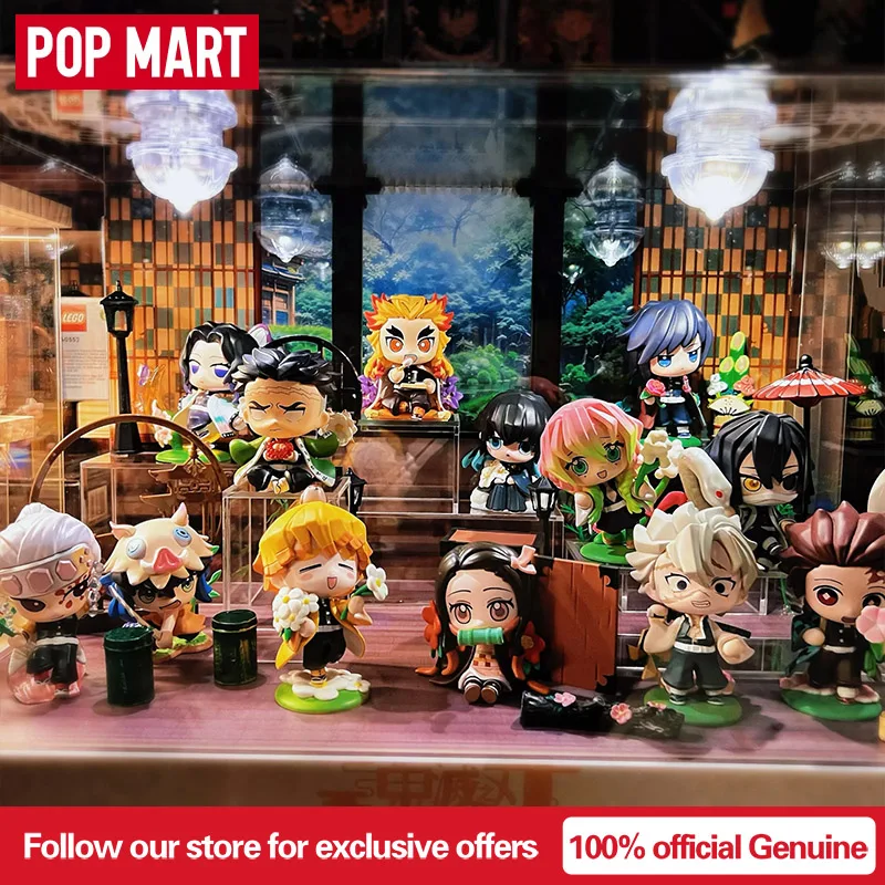 Genuino Pop Mart Demon Slayer Kimetsu No Yaiba serie de flores de nacimiento caja ciega Guess Bag juguetes muñeca figura de acción colección de regalos