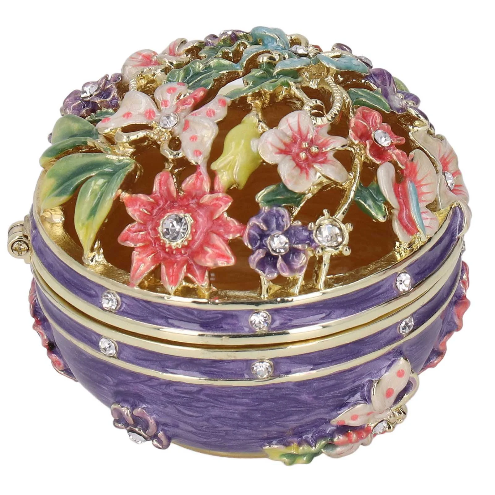 

Trinket Boxes Exquisite Detail Texture Carved Purple Hinged Enameled Jewelry Box For Desktops Cars Decorations Gifts