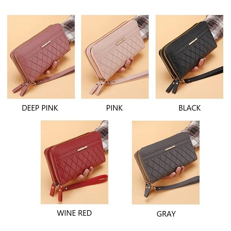 Long Women Wallet Purses Tassel Coin Holder Large Capacity Double Zipper Pu Leather Card Multilayer Storage Moneyclip Clutch Bag