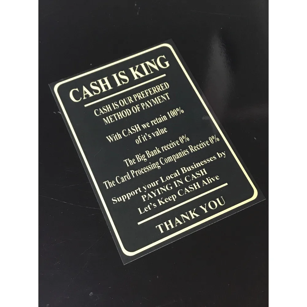 Customized Cash Is King Acrylic Sign Payment Take Chip Café Shop Business Work