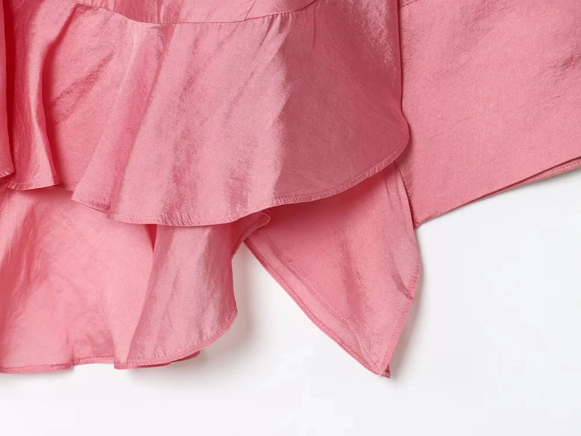 European American Style Autumn New Women's Clothing Gentle And Fashionable Pink Ruffled Shirt Top