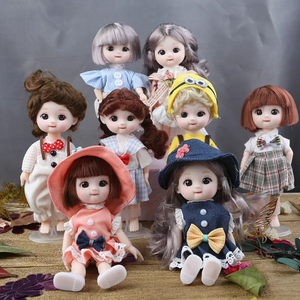 Vet Gezicht 16Cm Bjd Pop 13 Gezamenlijke Poppen Leuke Ronde Gezicht Glimlach Bjd Poppen Meisje Make-Up Speelgoed gift Voor Meisje Verjaardag Poppen