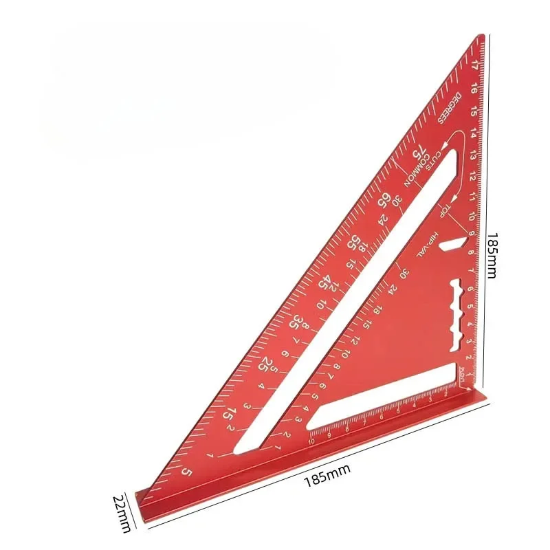 7inch Metric Triangle Ruler Aluminum Alloy Angle Protractor Speed Metric Square Measuring Ruler for Woodworker Carpenter Tool