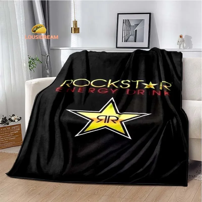 Drinks Rockstar Energy Flannel Soft Warm Blanket Retro Blanket Bed Bedroom Living Room Sofa Travel Picnic Blanket Birthday Gift