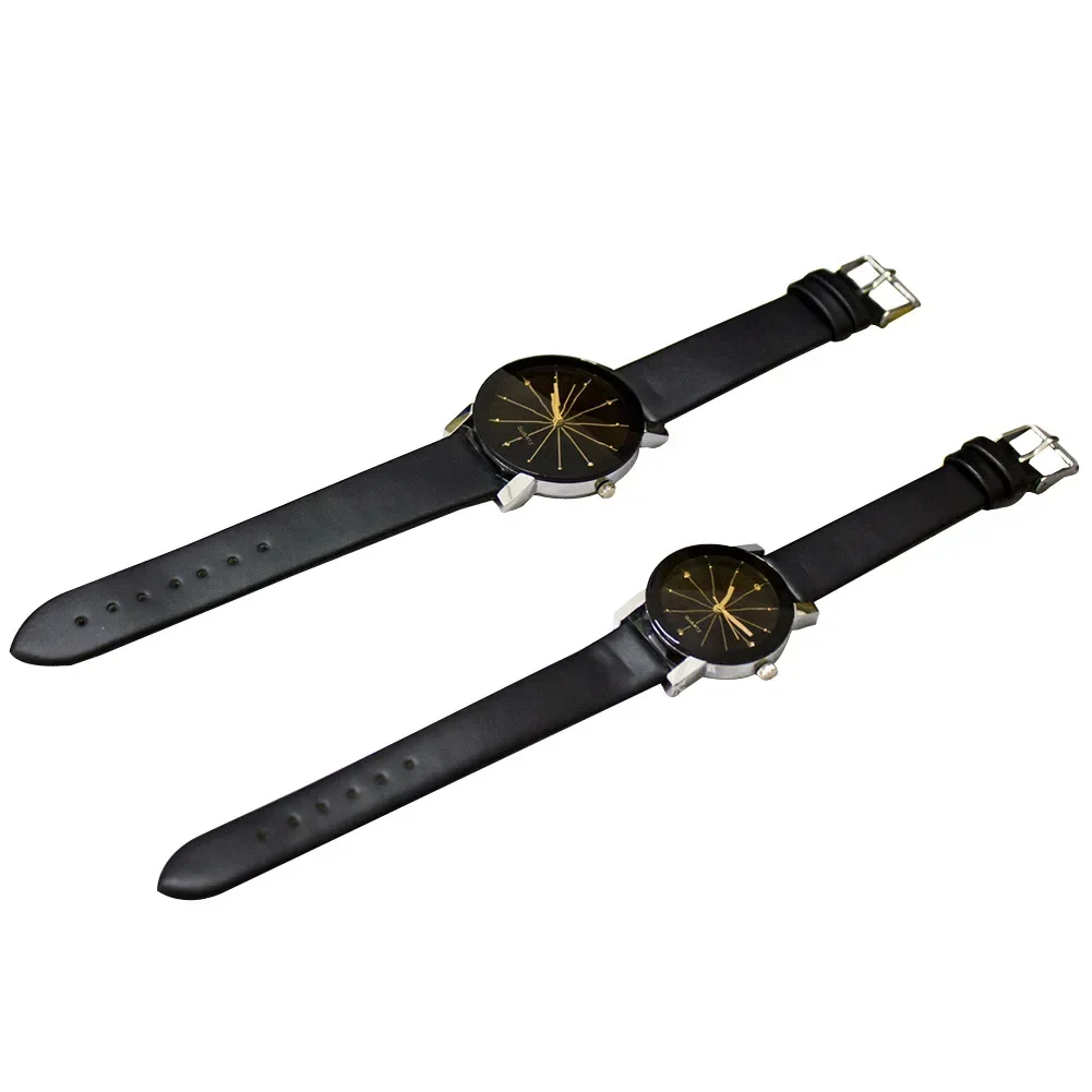 Lovers' Quartz Watch Women Men's Simple Casual Style PU Leather Watchband Round Dial Couples Watch Wrist Watch