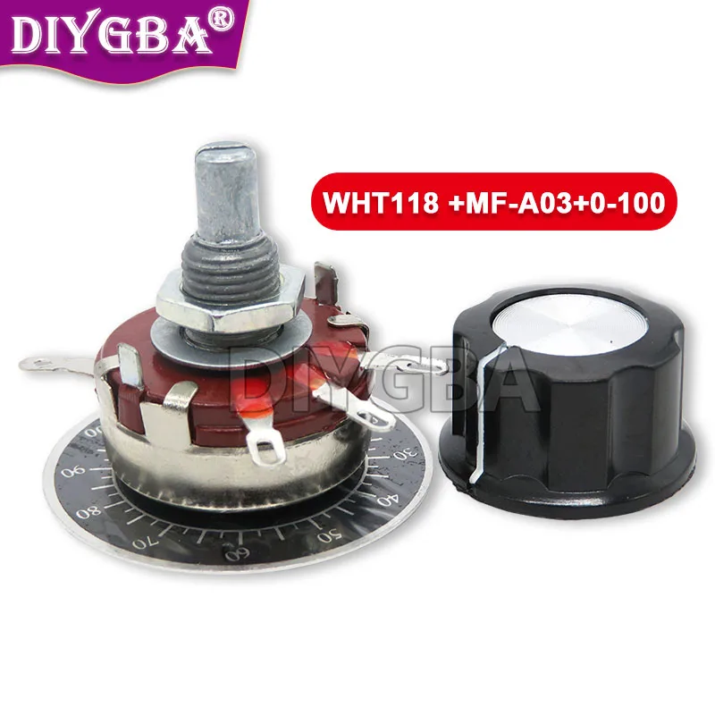 1 Set = 3PCS WTH118 DIY Kit Parts 2W 1A Potentiometer 1K 2.2K 4.7K 10K 22K 47K 100K 470K 1M MF-A03 + WHT118 + 0-100