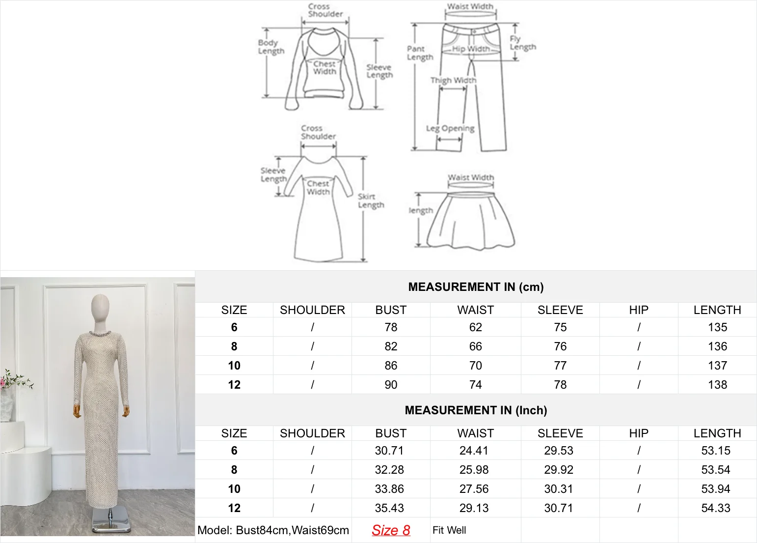 Vêtements pour femmes de qualité supérieure, robe Maxi blanche découpée à manches longues et diamants pressés
