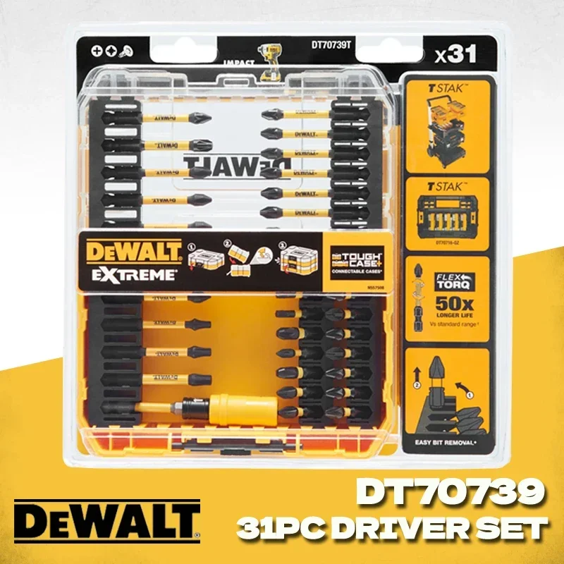 DEWALT DT70739T FLEXTORQ Screwdriver Bit Set 31 Pcs Cordless Driver Impact Drill Bits Sets Power Tool Accessories DT70739-QZ