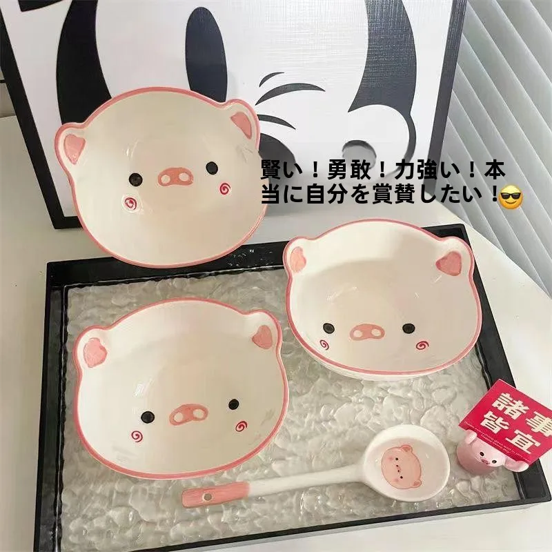 tigela-de-ceramica-pintada-a-mao-em-formato-de-porquinho-para-primeiras-papinhas-do-bebe-tigela-de-arroz-para-sobremesa-tigela-com-formato-fofo-ecologica-e-descartavel