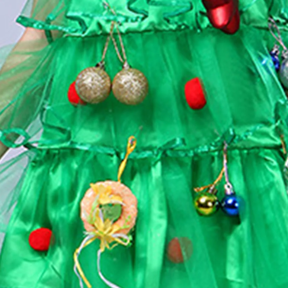 

1 шт. костюм рождественской елки для девочек, зеленое 3-слойное платье со шляпой, детский наряд для сценического шоу, 130 см, костюм для рождественской вечеринки, свадьбы