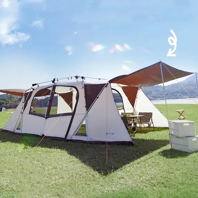 6-10 People Large Space Family Tens Waterproof Outdoor Camping Tent Travel Automatic Quick Opening Tunnel Tent
