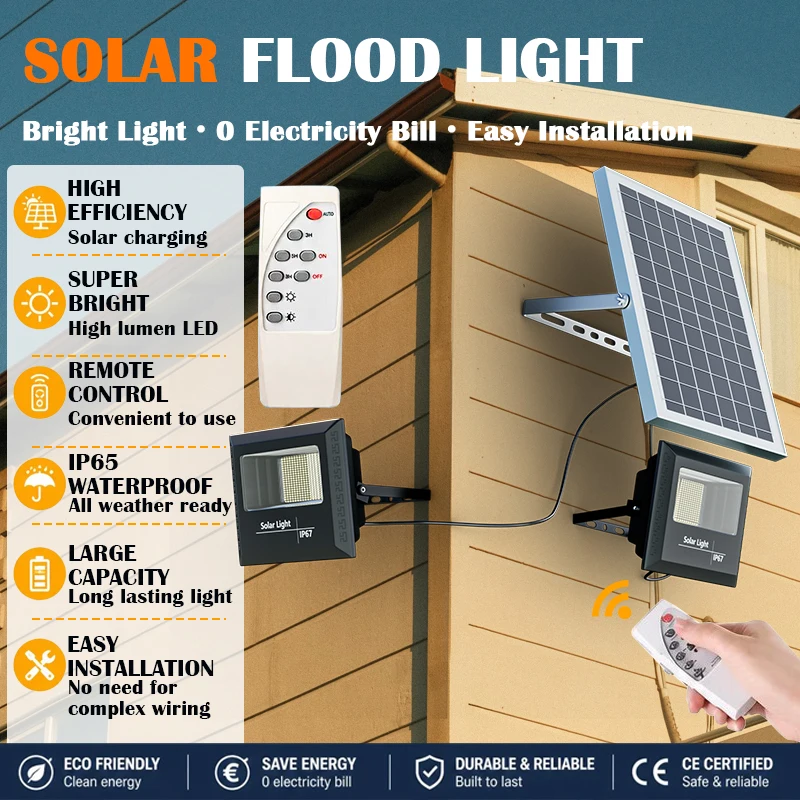 LED Solar Light High Bright 2 Head Flood Light Waterproof Outdoor Garden Wall Light with Aluminum Solar Panel For Garden