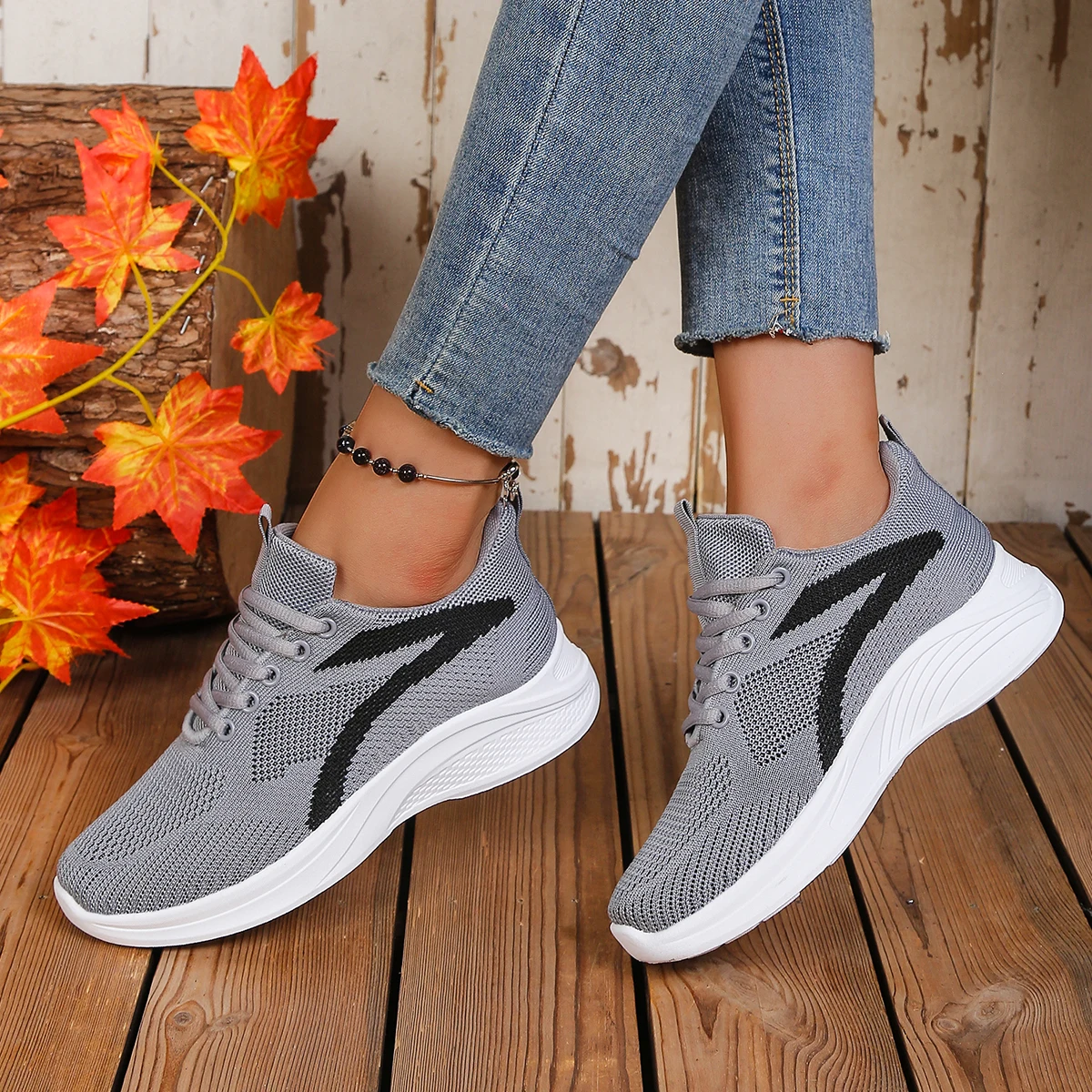 Zapatos de mujer, zapatillas deportivas transpirables de punto, suela suave, zapatos casuales para correr, ligeros, cómodos y planos para caminar a diario.