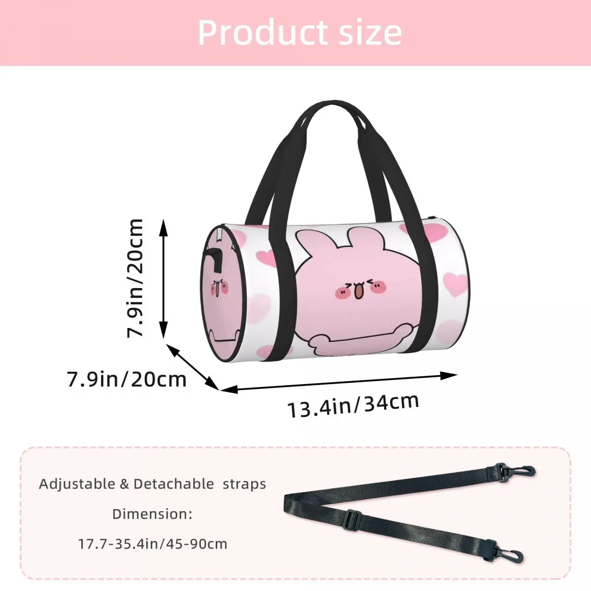 Fun Asamimichaan Cute Asamimi 9 Luggage Bag Large Capacity Duffle Tote Bag Handbags Gym Bags Fitness Bag for Boys Girls