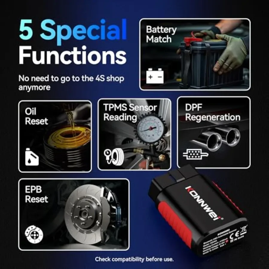 Scanner Bluetooth - Full System Diagnostic Tool with Bi-Directional Control for Oil Reset EPB DPF BMS TPMS Readout Su