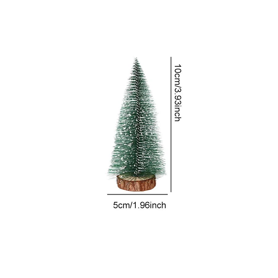 1/3/6PCS Miniature Christmas Trees Artificial Snowy Pine Wooden Base Desktop Decoration Holiday Table Centerpiece Winter ZYF