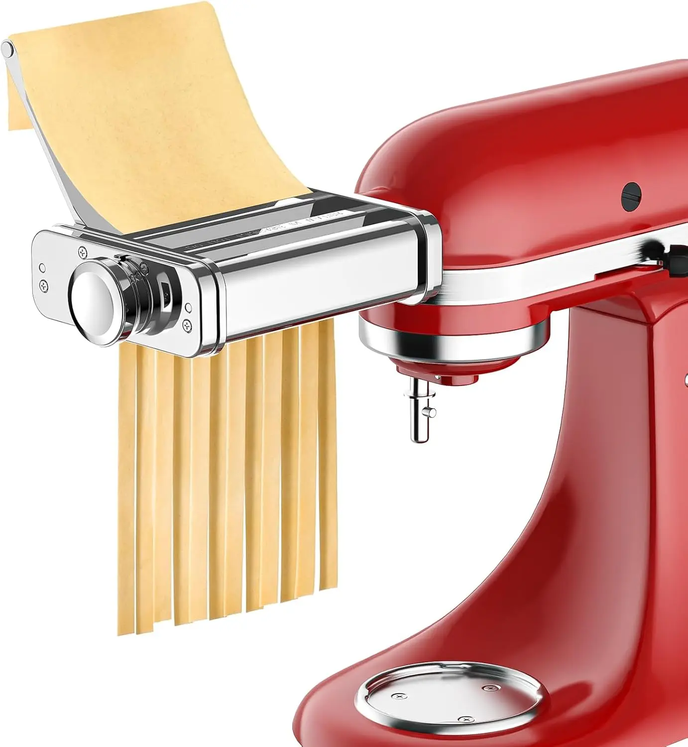 

3-in-1 Pasta Attachment for Stand Mixers - Stainless Steel Roller, Spaghetti & Fettuccine Cutters with Cleaning Brush