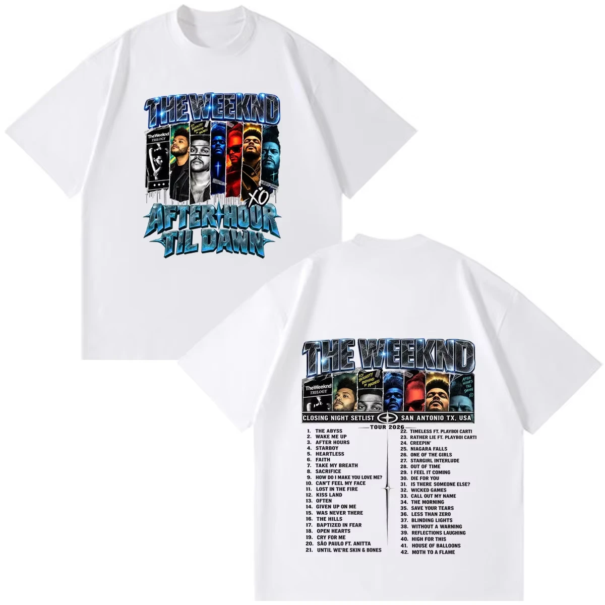 Summer Hot Sale The Weeknd Album Cover Tour 2026 Print Graphic T-shirt Unisex Trendy Hip Hop Streetwear Oversized Casual T-shirt