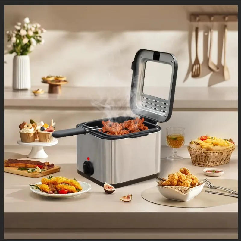 

2L Electric Fryer, Modern Household Electric Fryer for Deep Frying Snacks, Integrated High Aesthetic and Multifunctional Fryer